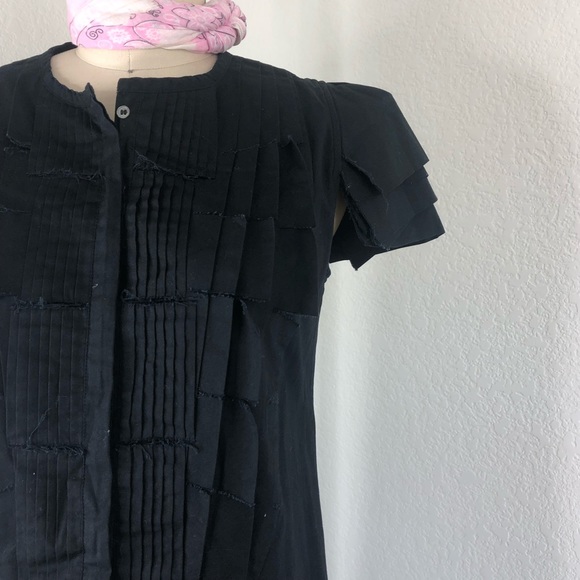 Rue Du Mail Bergdorf Goodman Pleated Ruffle Tuxedo Shift Dress - Picture 10 of 11